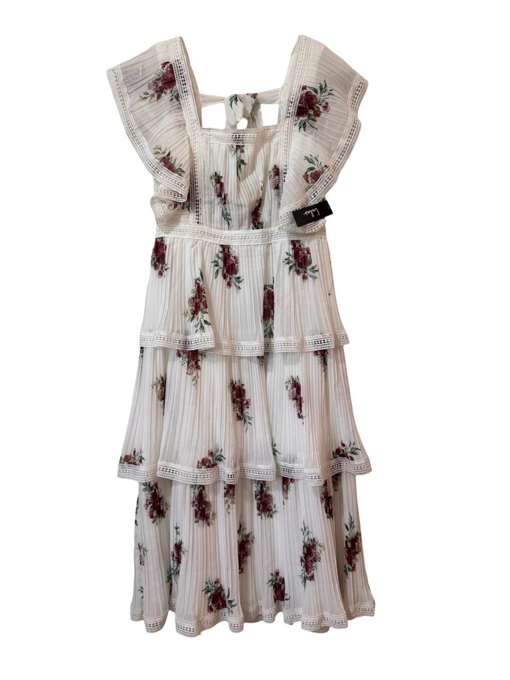NWT Thriving Romance White Floral Print Tiered Midi Dress size L - Picture 2 of 10